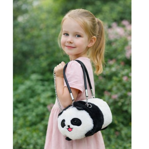 Pluszowa Torba Panda Uchwyty Metalowy Łańcuszek Czarno Biała 20cm