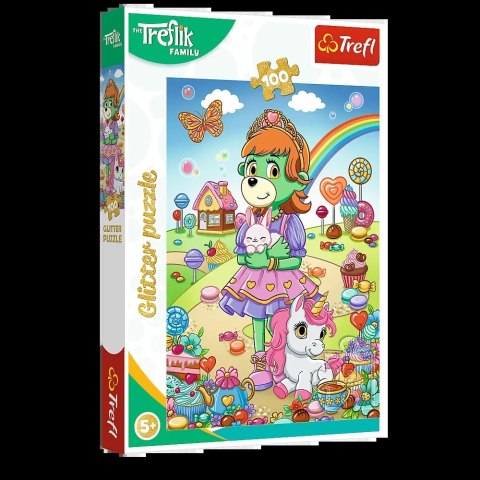 Puzzle - 100 - Rodzina Treflików - Brokatowe Trefliki - Trefl 14833