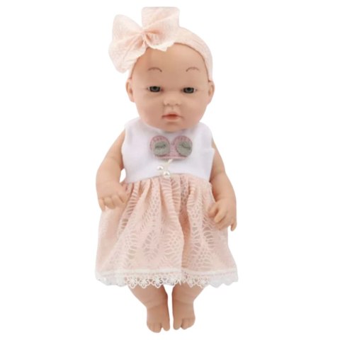 Lalka Bobas W Różowej Sukience Opaska Ruchome Rączki Nóżki 30cm