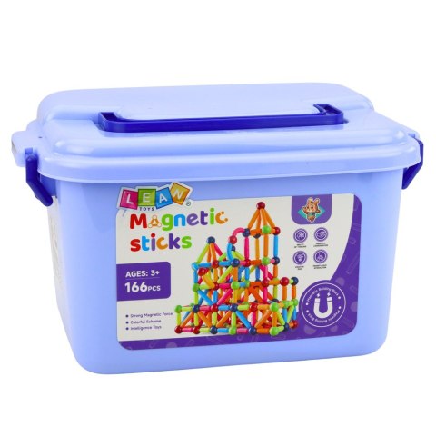 Zestaw Klocki Magnetyczne Konstrukcyjne W Pudełku Patyczki 3D 166 el.