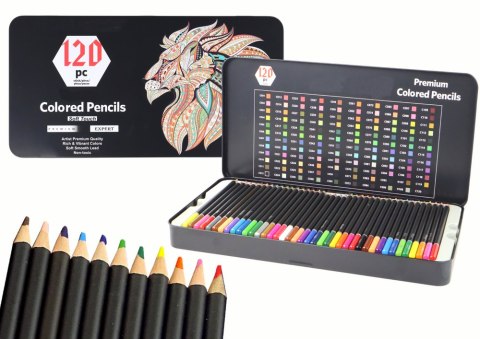 Zestaw Kredek Premium 120szt. Różne Odcienie Lista Kolorów