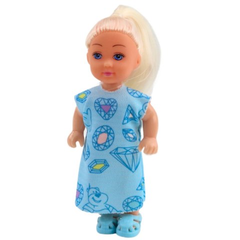 Zestaw Mini Laleczka Słodkie Akcesoria Niebieska Sukienka
