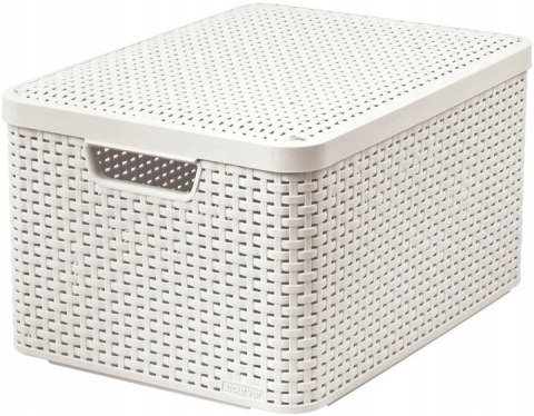 Curver Koszyk Z Pokrywą Rattan Style Kremowy L