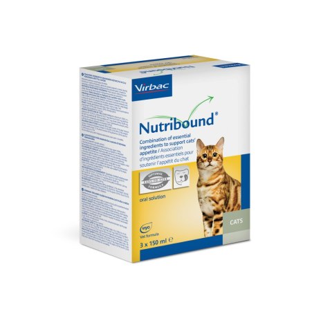 VIRBAC Nutribound Roztwór Doustny Dla Kotów W Czasie Rekonwalescencji 3 X 150 Ml - Nowa Wersja