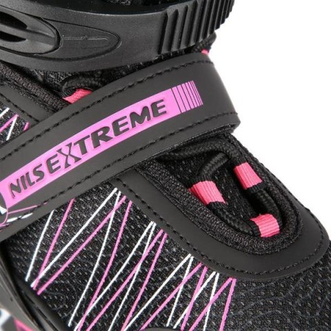 NH11912 A 2w1 BLACK/PINK ROZM. S(31-34) ŁYŻWOROLKI Z WYM. PŁ. HOKEJOWĄ NILS EXTREME