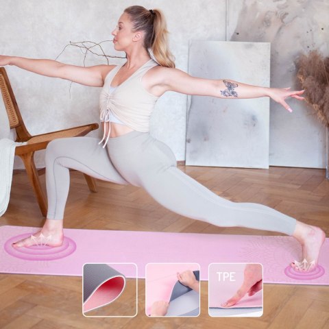 ZESTAW DO JOGI HMS MATA TPE LIGHT PINK YM10 + KOSTKA GRAY KJ02 + PASEK SJ02