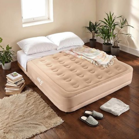NC2808 MATERAC DWUOSOBOWY KING SIZE BEŻOWY + POMPKA ELEKTRYCZNA NILS CAMP