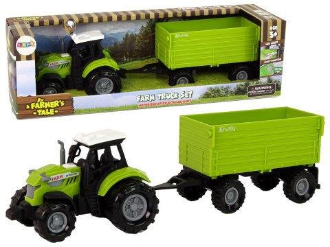 Traktor Rolniczy z Przyczepą Światłą Dźwięki Zielony