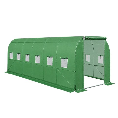 Tunel Ogrodowy Foliowy Szklarnia Na Warzywa Okna Zielony UV 6x3x2M 18M²
