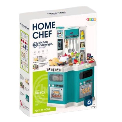 Duża Kuchnia Dla Dzieci Home Chef Dźwięki Gotowania Akcesoria 109 el.
