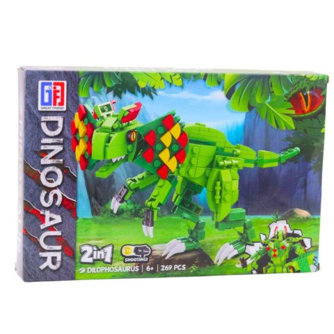 Klocki Konstrukcyjne Dinozaur Dilophosaurus Zielony 269 el.