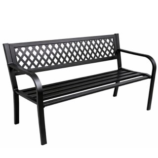 Ławka Ogrodowa Parkowa Taras Ogród Metalowa Oparcie Czarna 120 cm