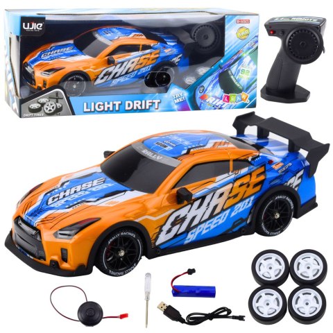 Auto Sportowe Zdalnie Sterowane RC Podświetlana Karoseria Drift Pomarańczowe