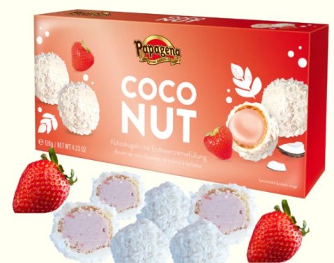 Papagena Kulki Kokosowe z Kremem Truskawkowym 120 g
