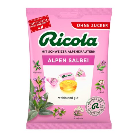 Ricola Alpen-Salbei Cukierki bez Cukru Szałwia Alpejska 75 g