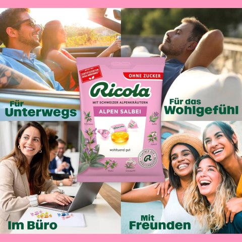 Ricola Alpen-Salbei Cukierki bez Cukru Szałwia Alpejska 75 g