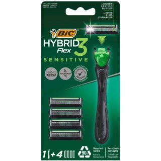 BIC Maszynka do Golenia Hybrid Flex 3 Sensitive Rączka + 4 Wkłady