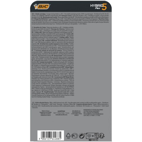 BIC Wkłady do Maszynki Hybrid Flex 5 - 4 sztuki