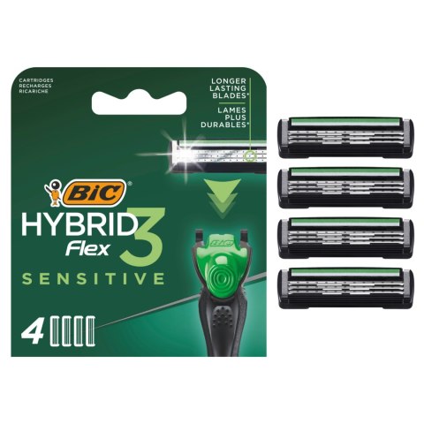 BIC Wkłady do Maszynki do Golenia Hybrid Flex 3 Sensitive 4 Wkłady