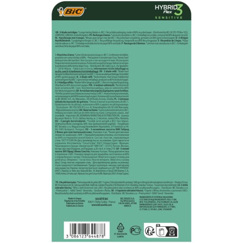 BIC Wkłady do Maszynki do Golenia Hybrid Flex 3 Sensitive 4 Wkłady