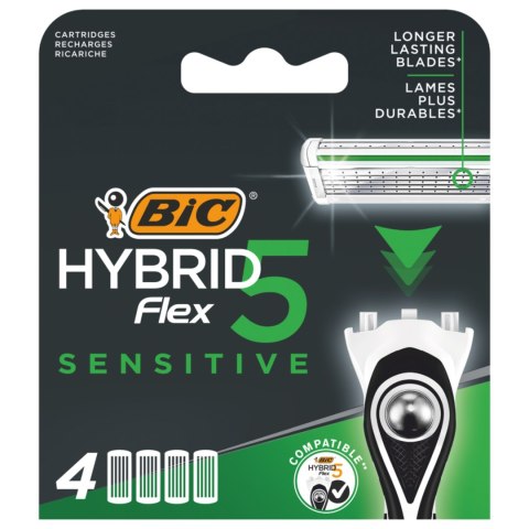 BIC Wkłady do Maszynki do Golenia Hybrid Flex 5 Sensitive 4 Wkłady