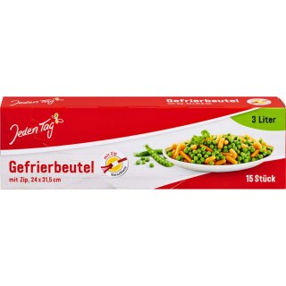 Jeden Tag Woreczki do Mrożenia z Zamkiem 3 l,15 szt.