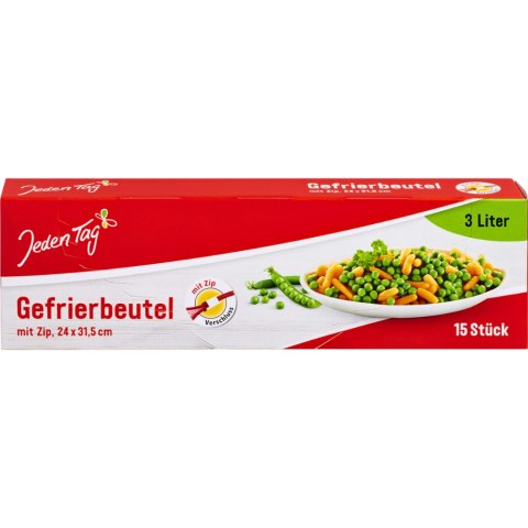 Jeden Tag Woreczki do Mrożenia z Zamkiem 3 l,15 szt.