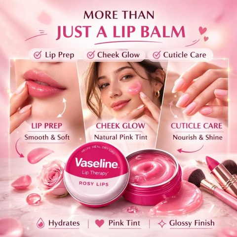 Vaseline Lip Therapy Rosy Lips Wazelina do Terapii Ust z z Delikatnym Różowym Odcieniem 20 g