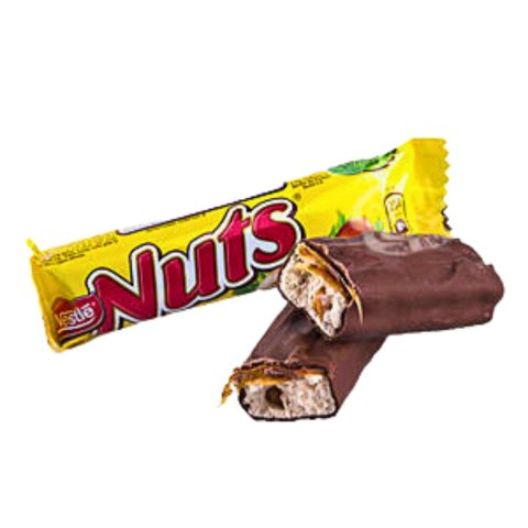 Nestle Nuts Schokoriegel Batonik z Całymi Orzechami Laskowymi i Karmelem w Mlecznej Czekoladzie 42 g
