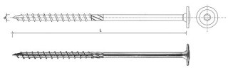 WKRĘT DO DREWNA Z KOŁNIERZEM NA TORX OCYNKOWANY 10*380MM T40