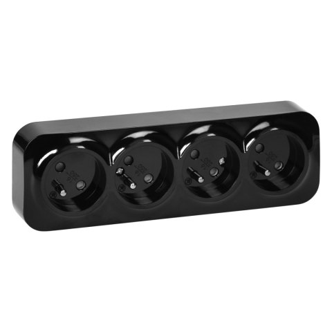 GNIAZDO POCZWÓRNE TODO N/T 2P+Z SCHUKO IP20, CZARNY