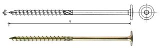 WKRĘT DO DREWNA Z KOŁNIERZEM NA TORX OCYNK ŻÓŁTY 6*60MM T30