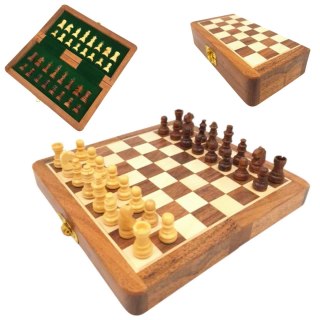 Szachy Drewniane Magnetyczne 17x17cm - Składane - DNU-025