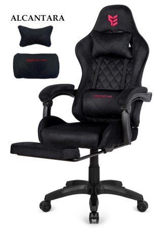 Fotel obrotowy gamingowy XL POKER PRO BLACK ALCANTARA