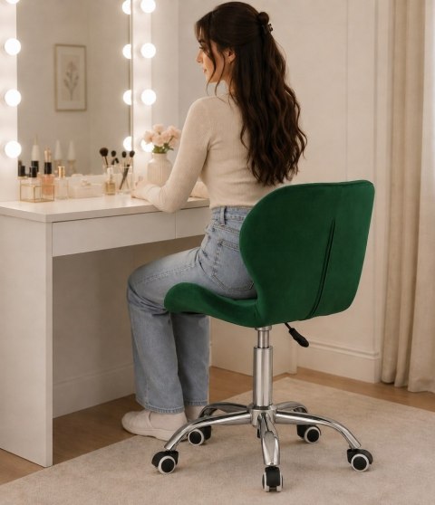 Krzesło obrotowe VASTO OFFICE VELVET FOREST GREEN SILVER